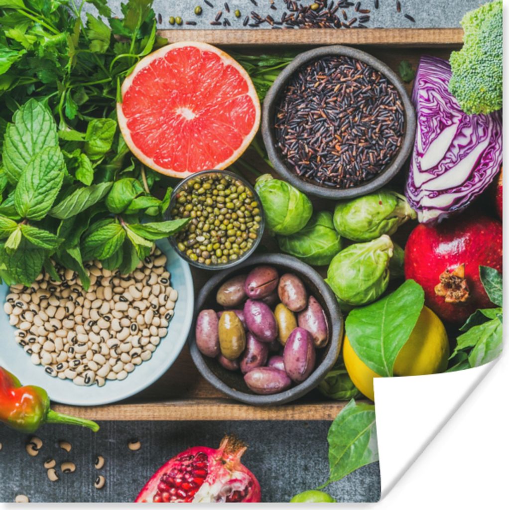 MuchoWow Poster Box - Obst - Gesund 50x50 cm - Wohnzimmerdekoration