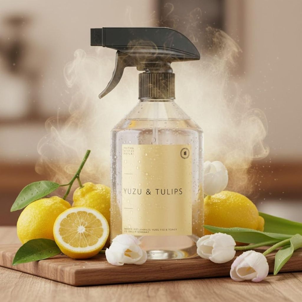 Raumspray Yuzu & Tulip 500 ml – frischer Yuzu-Tulpen-Duft mit Cassis, Eukalyptus & Moschus – moderner, klarer Raumduft
