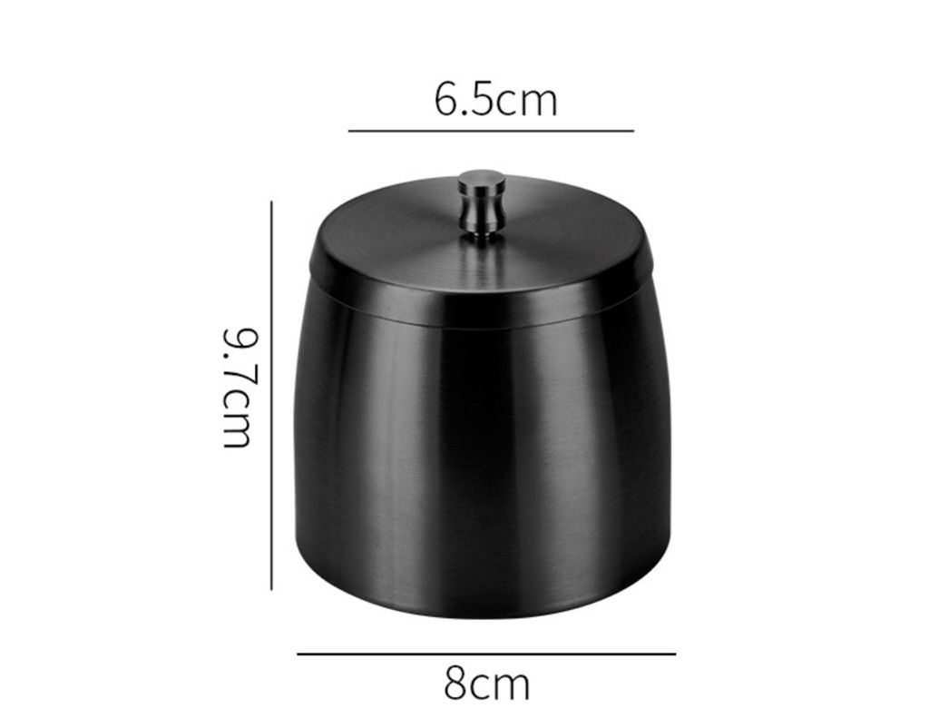 Aschenbecher mit Deckel Edelstahl Schwarz