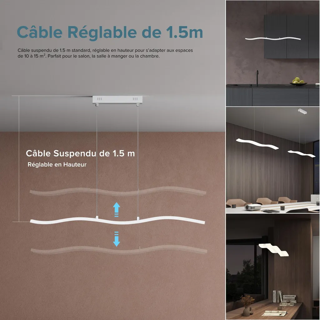 Plafonnier LED Salon et Chambre Alivetta3300 Blanc avec Télécommande - 4