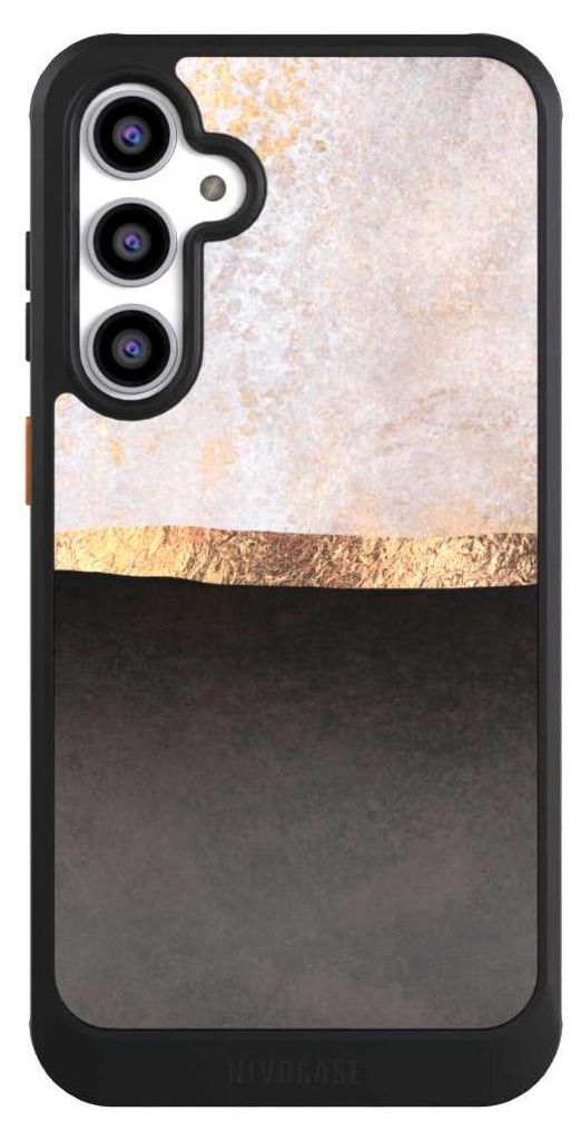 NIVOCASE Hülle für Samsung Galaxy S23 FE Handyhülle NIVOcore Case Schwarz Abstrakt Black & White Trends