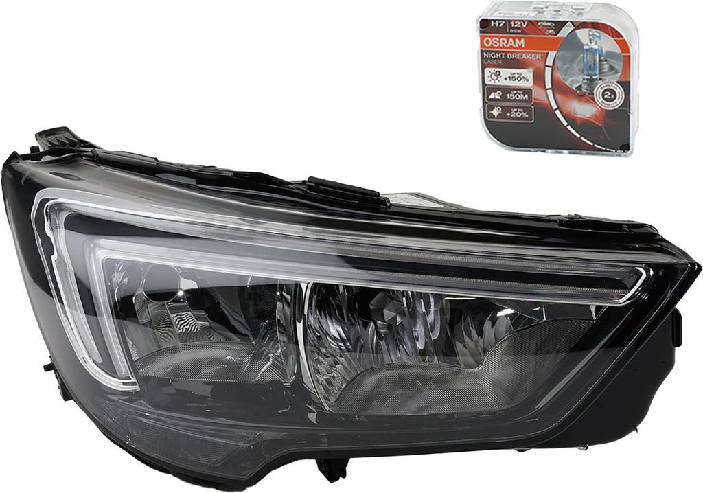 Johns, Scheinwerfer rechts passend für Opel Crossland X + Osram Night Breaker Laser