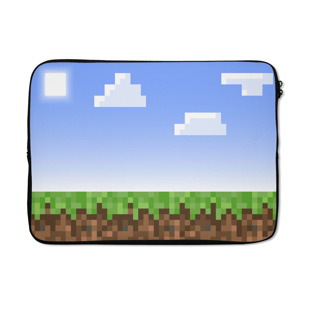 MuchoWow Laptop Hülle 13 Zoll Spiele - Pixel - Spiele - Gras Laptoptasche - Laptophülle - Sleeve - Rundumschutz