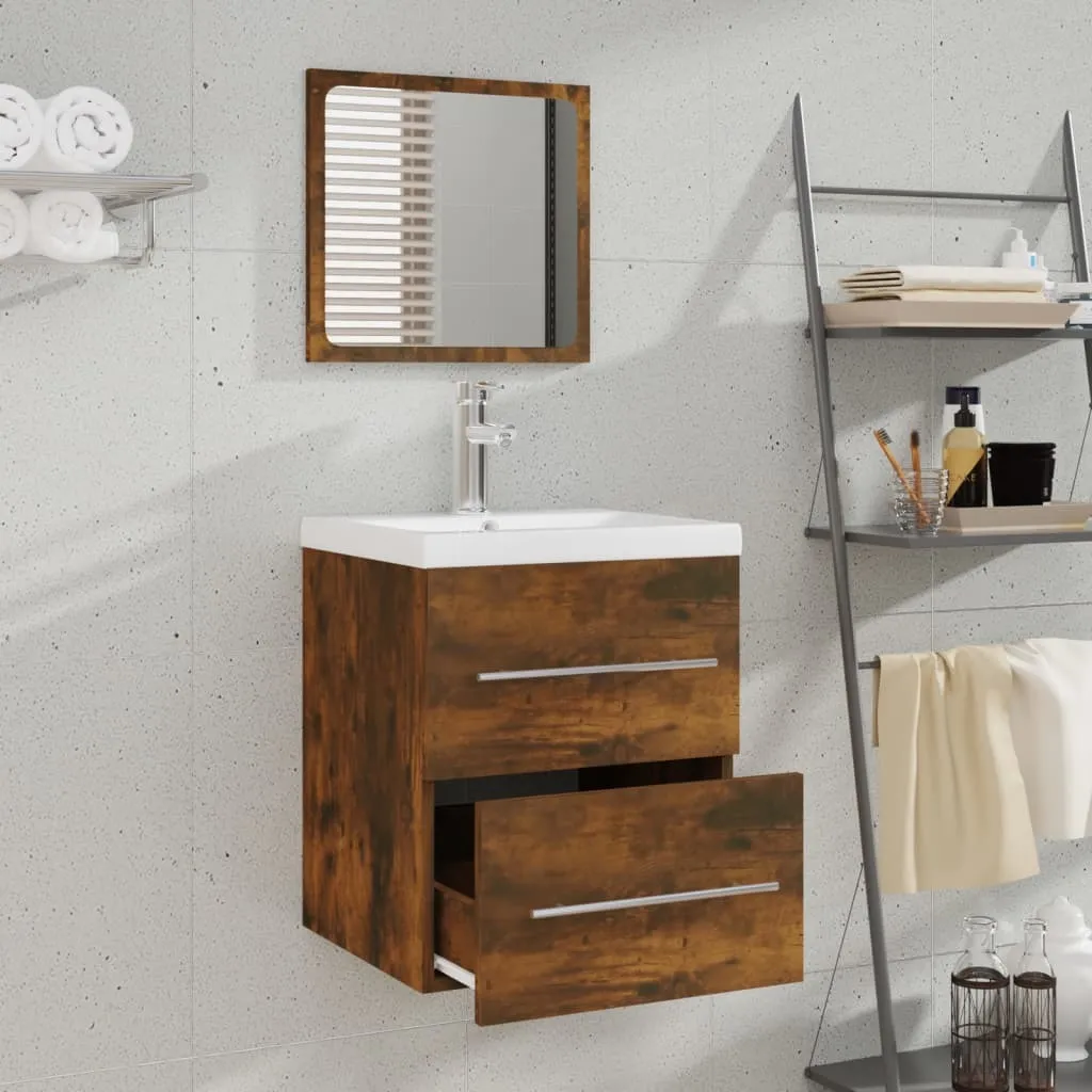 Petit meuble de salle de bain miroir chêne fumé gain de place 41 cm - 2