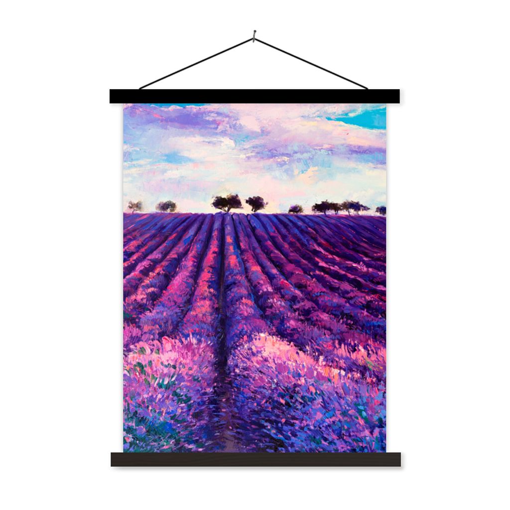 MuchoWow Textilposter Ölfarbe - Malerei - Blumen 60x80 cm mit schwarzem Rahmen - Plakathalter