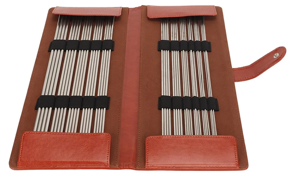 Set complet d'aiguilles à tricoter doubles pointes en inox et étui