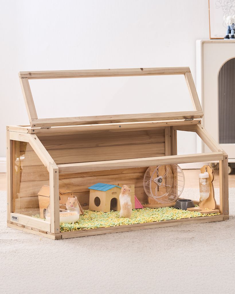 VEVOR Hamsterkäfig Holz, 270° Sichtfeld Hamsterkäfig 81,3 x 40,6 x 40,6 cm Kleintierkäfig Käfig für Rennmäuse Ratten Meerschweinchen Mäuse