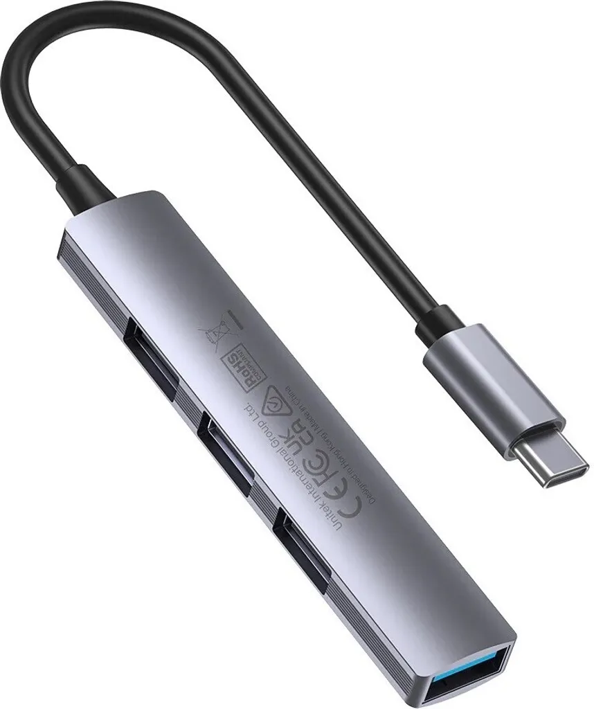 Espansione USB-C Unitek H1208B per Designer: 4 Porte in Alluminio