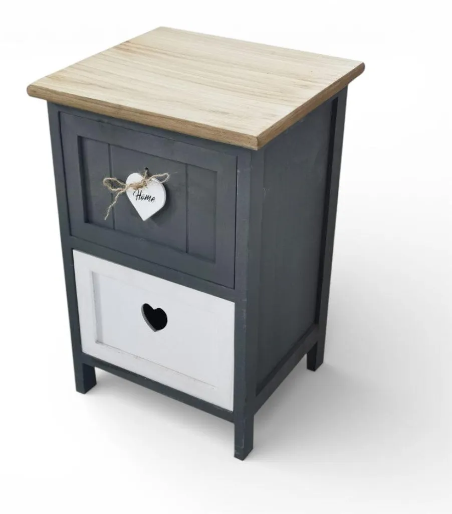 Petit meuble de rangement d'appoint sur roulettes avec 2 tiroirs