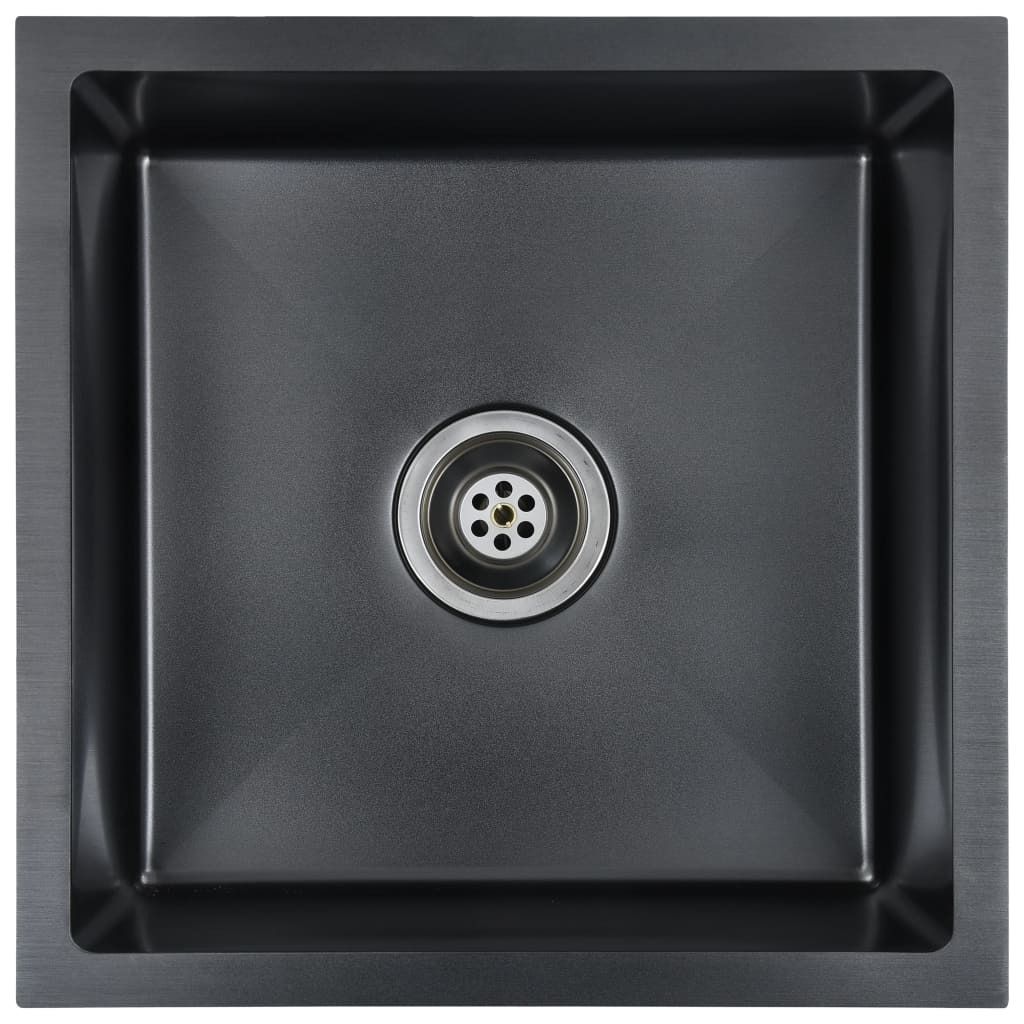 vidaXL Lavello da cucina a mano in acciaio inox nero Immagine del prodotto 