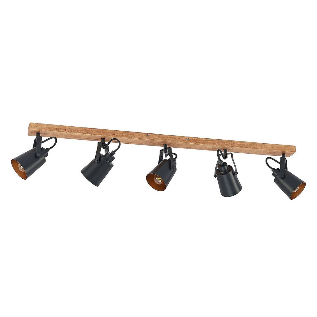 Lindby Deckenstrahler Kimban, 5-flg., 106 cm, Holz, Metall