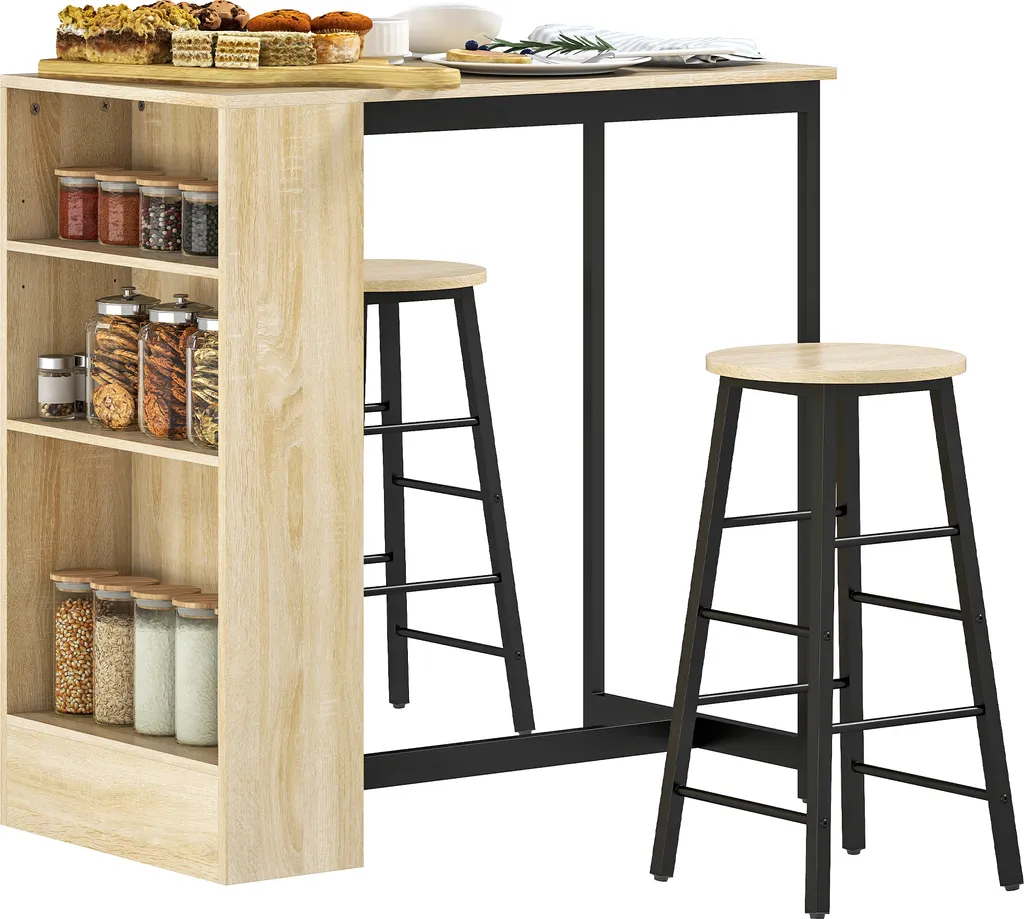 Duo Table de Bar et Tabourets pour Ranger et Manger dans les Petits Espaces