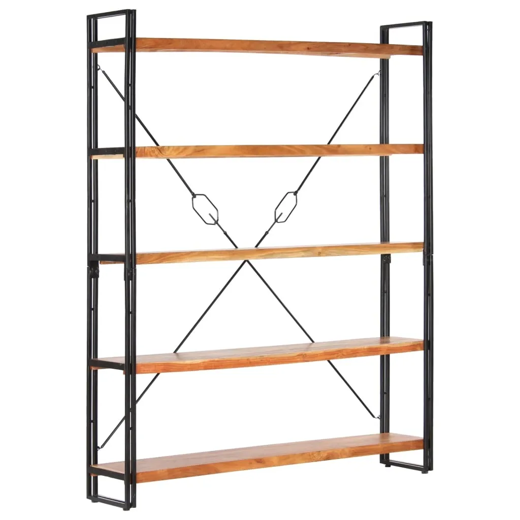Bibliothèque Acacia Massif 5 Compartiments 140x180x30 - Rangement Salon