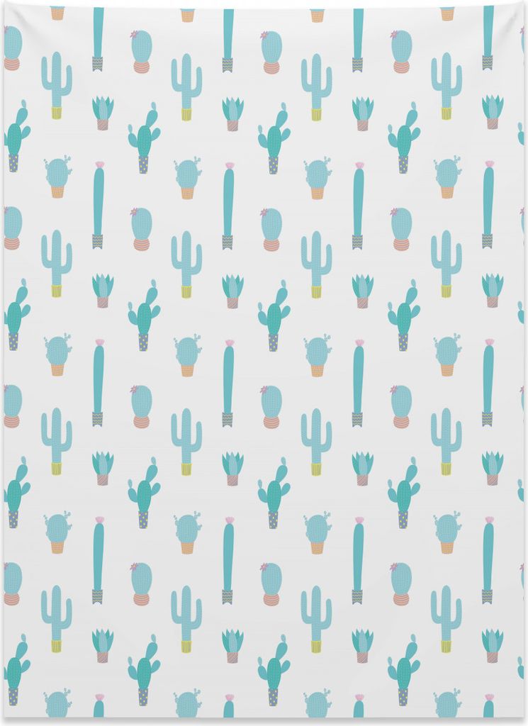 Abakuhaus Pflanzen Wandteppich, Cactus Leben Turquoise Hues aus Weiches Mikrofaser Stoff Kein Verblassen Klare Farben Waschbar, 110 x 150 cm, Türk...