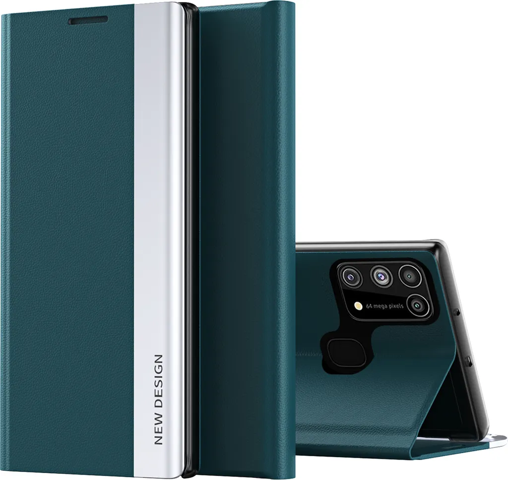 Cover Samsung A21S Verde Magnetica Portafoglio con Supporto Video