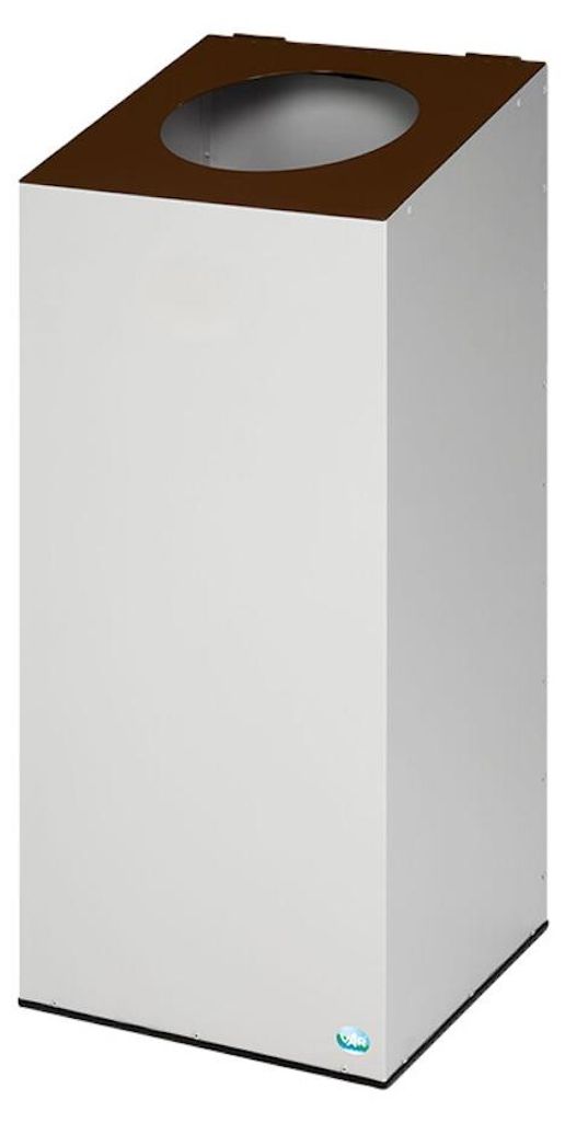 Robuster & modularer Wertstoffsammler mit runder Einwurföffnung | 100 Liter, HxBxT 89x38x38cm | Verzinkter Stahl | Lichtgrau/Braun