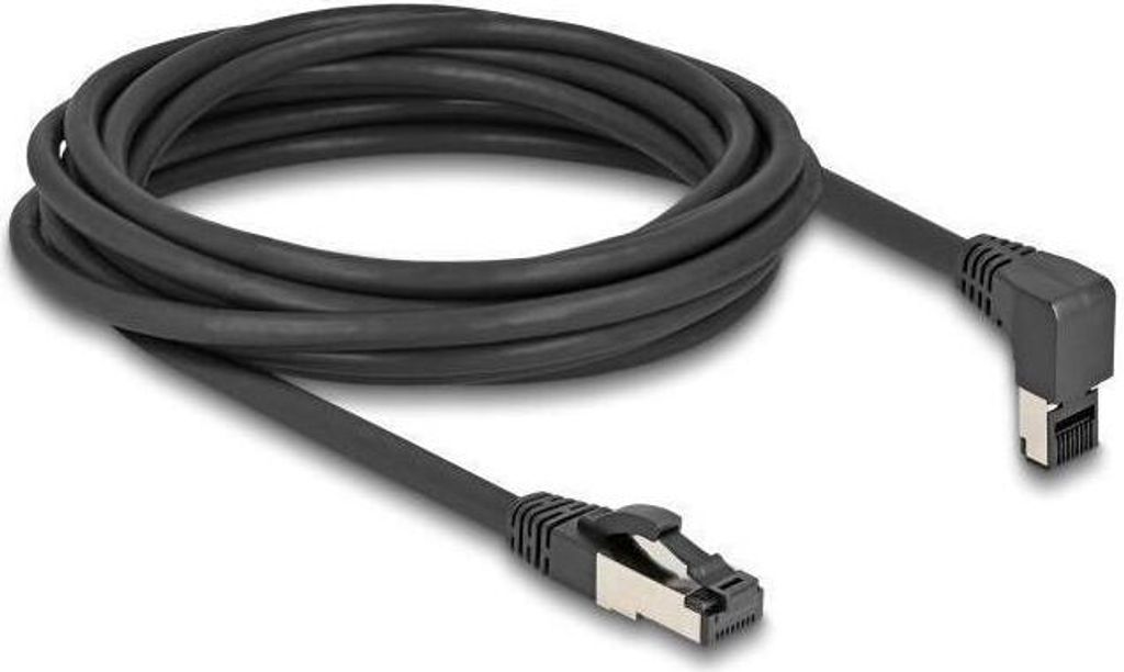 Cat.8.1 S/FTP Netzwerkkabel 5m 90° oben gewinkelt schwarz