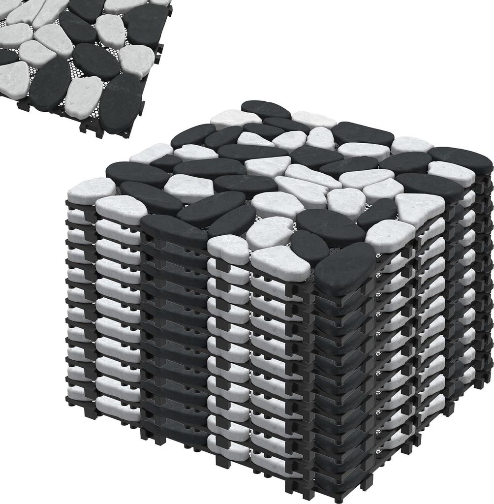 YUENFONG Steinteppich Naturstein Schiefer Fliesen 30 x 30 cm Fliesenmatten 1m² = 11 Terrassenfliesen Mosaik aus Marmor Balkonfliesen Klickfliesen ...