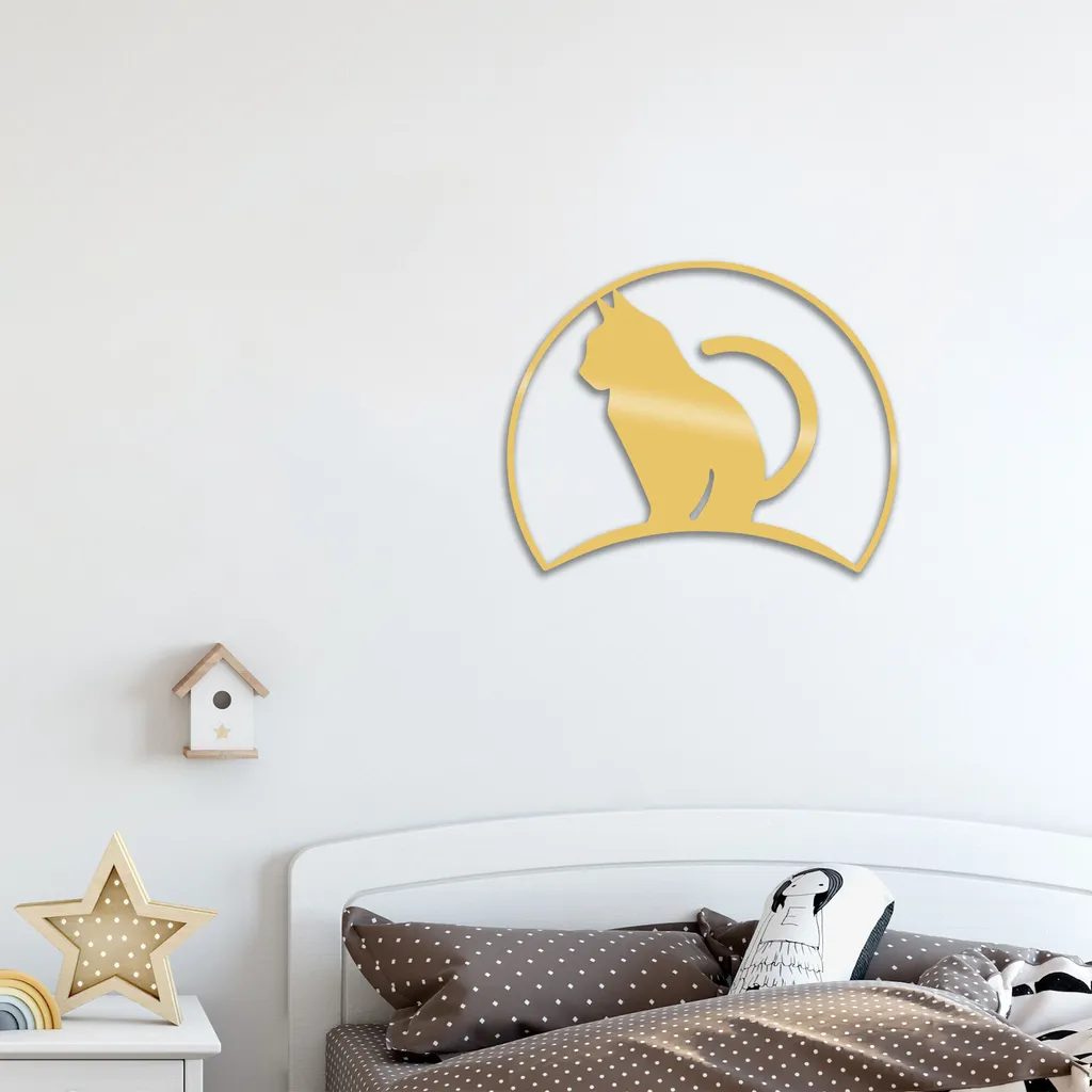 Regalo Perfetto: Wallity Cat4 Oro Decorazione in Metallo 60x48 cm