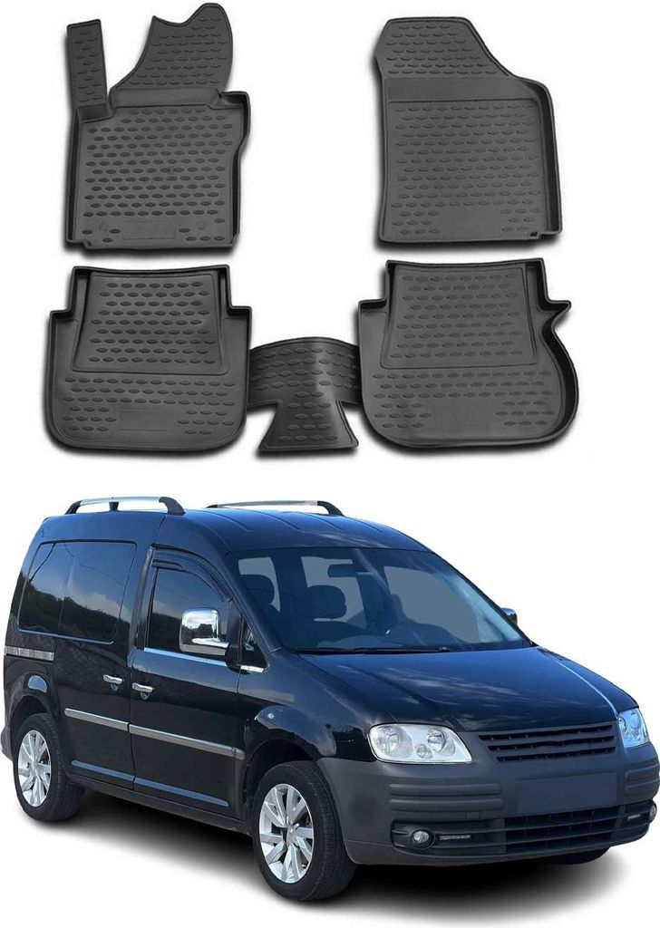 OMAC Gummimatten Fußmatten für VW Caddy III 2003-2020 TPE Automatten Schwarz 4x