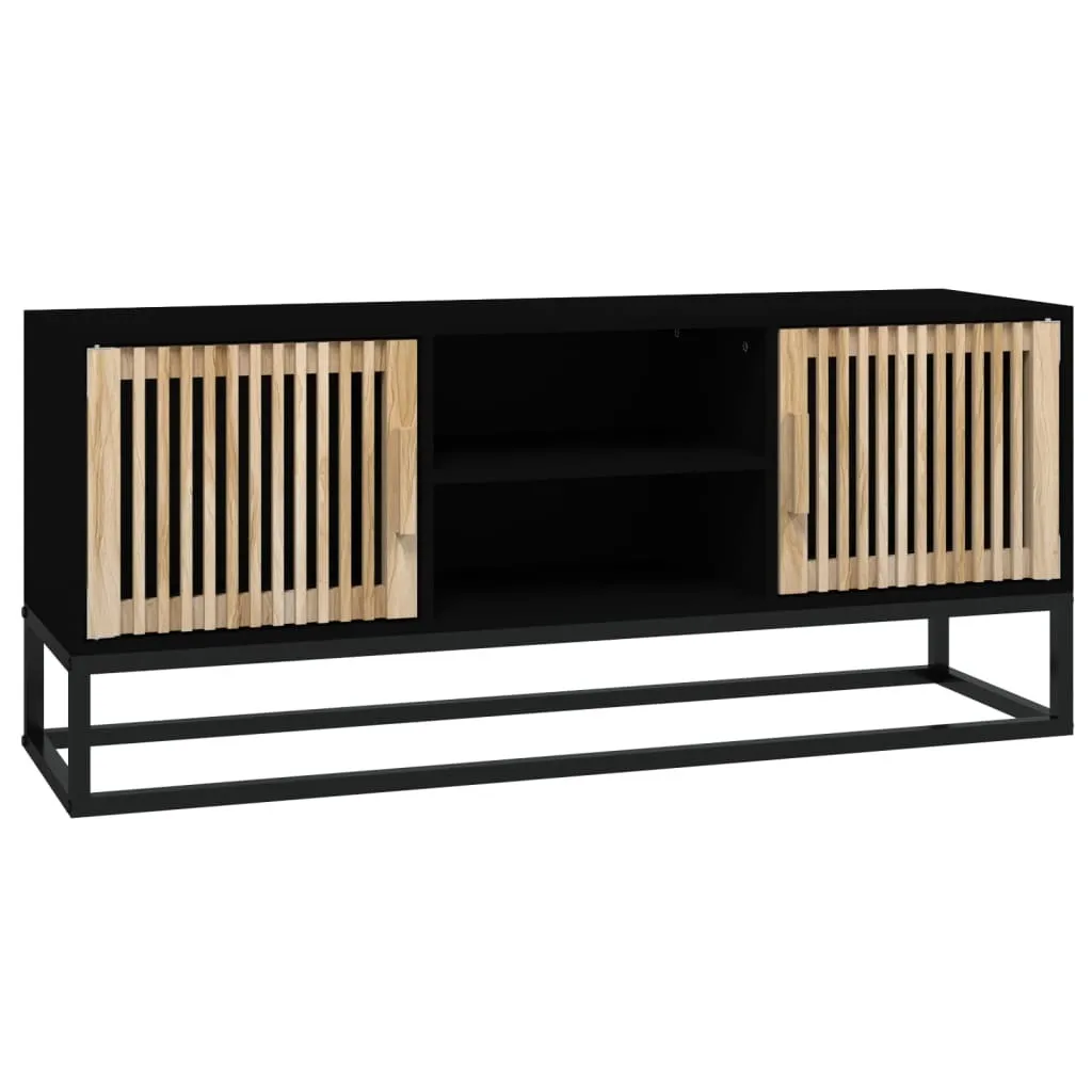 Meuble TV pour petit salon noir 105 cm - Gain de place et style Loft