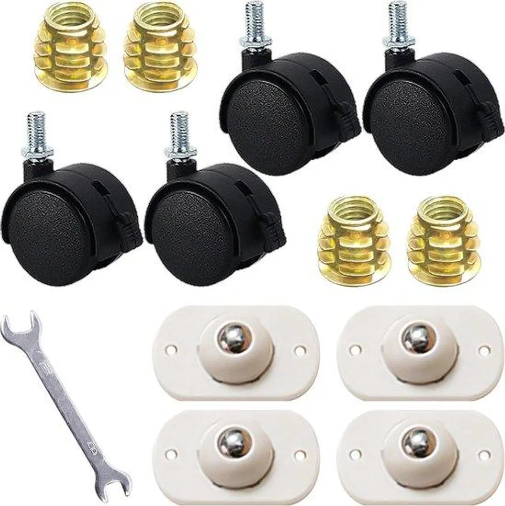 Roulettes pour Meubles avec Accessoires de Fixation - Usage Universel