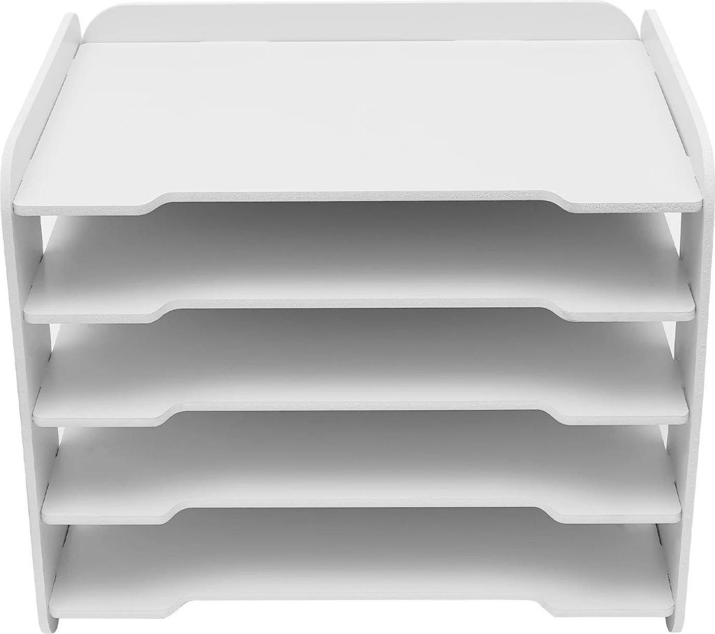 Schreibtisch Organizer - Briefablage für Dokumente - 5 Etagen - A4 Format - Für Büro Schule Zuhause - Weiß