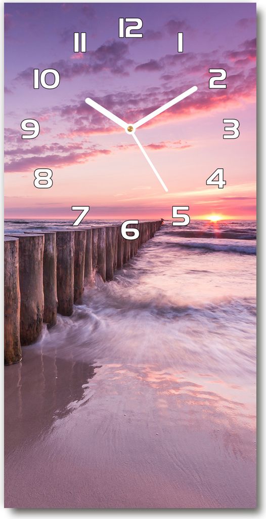 Wanduhr aus Glas – 30x60 cm - Glasbild - Glasuhr - Gehärtetes Glas -Wellenbrecher