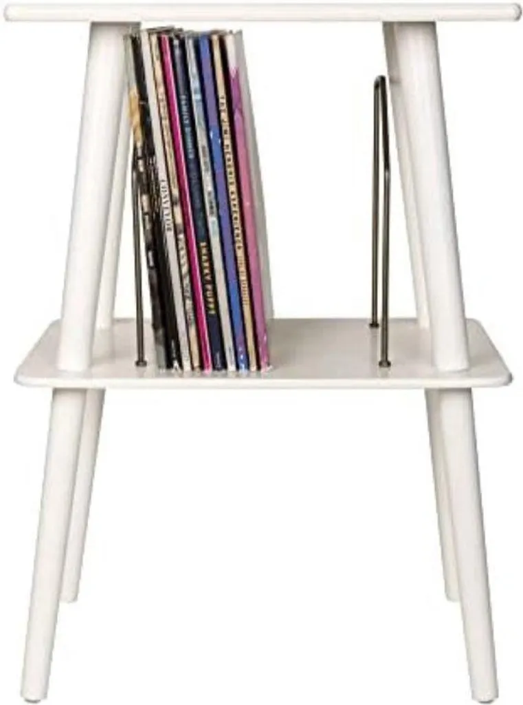 Meuble pour platines vinyles blanc pour 30 disques - Rangement Vinyle