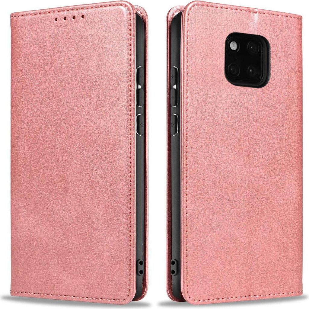 Handyhülle für Huawei Mate 20 Pro Kunstleder Flip Cover Hülle Handytasche Case Kartenfach Farbe: Rosa