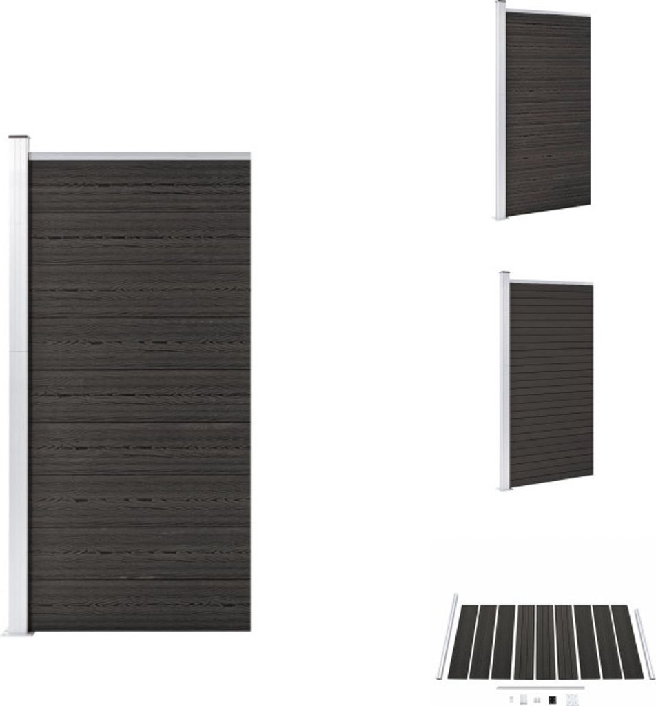 vidaXL Zaunelement WPC 95x186 cm Grau - Zaunfelder