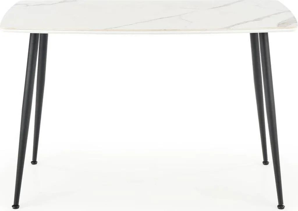 Table ronde Marco avec plateau effet chêne et pieds croisés en métal