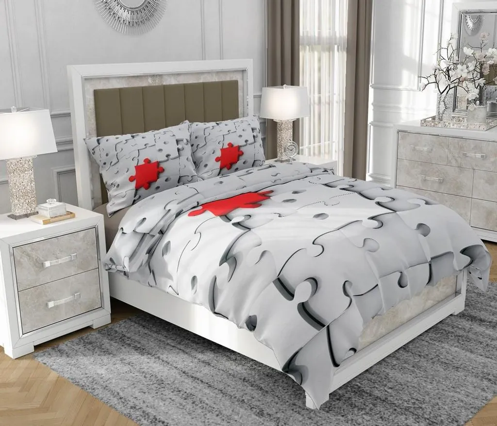 Set Letto Matrimoniale SOVIO 200x220 Cotone Multicolore con Cerniera - 1