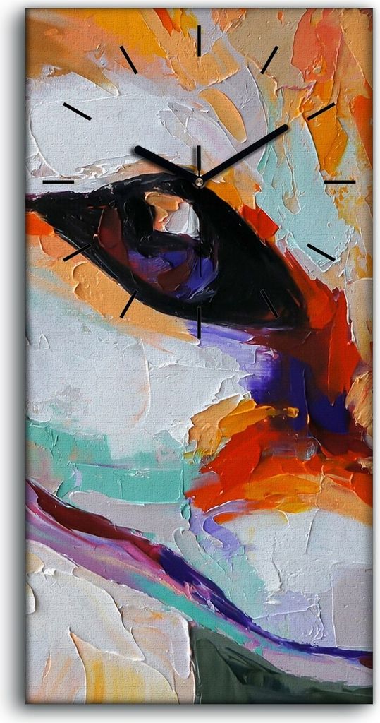 Küche Wohnzimmer Wand Leinwand Uhr 30x60 Gemälde Abstrakte Kunst Tier Fuchs - schwarze Hände