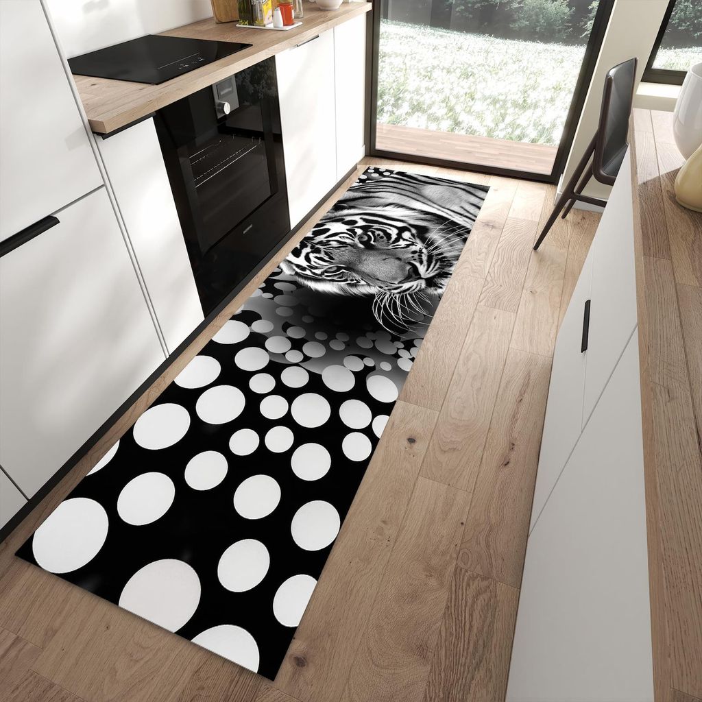 Küchenteppich 80x280cm rutschfest & abwischbar PVC Läufer - Tigerpunkte