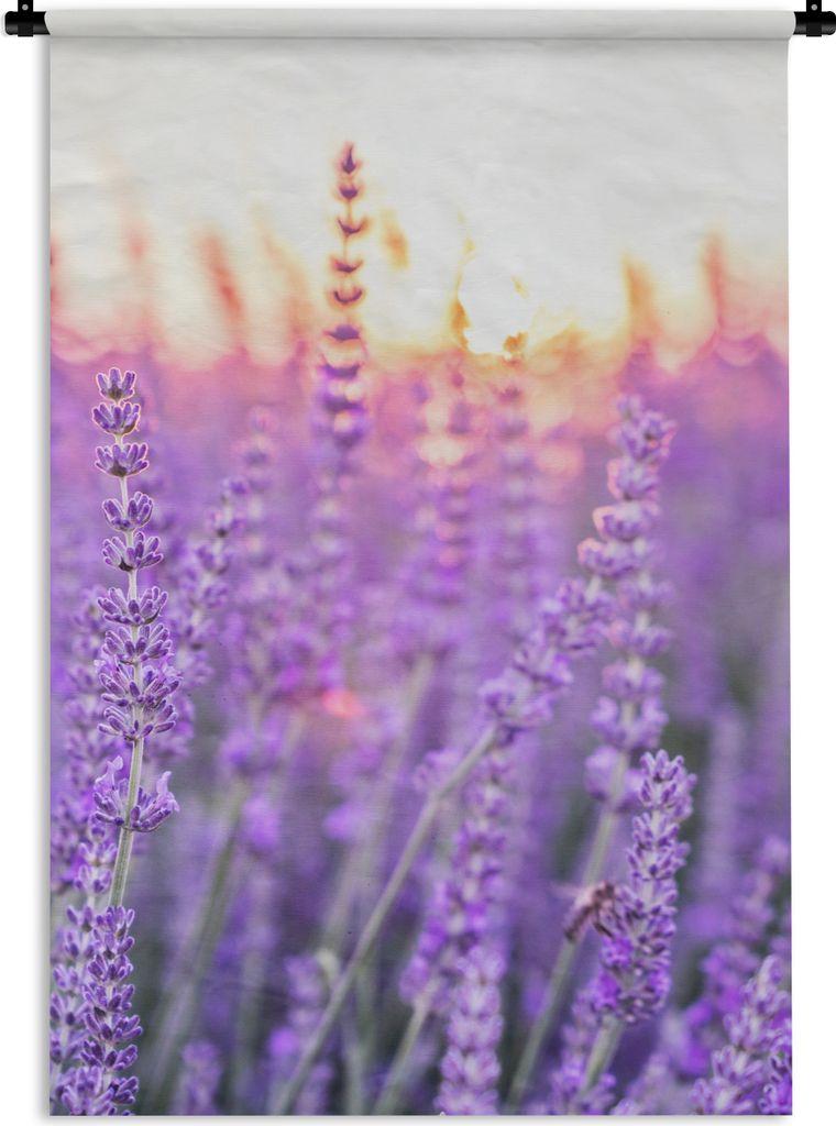 MuchoWow Wandteppich Wandbehang Lavendel - Nahaufnahme - Lila - Blumen 120x180 cm Tapisserie Dekoration Wandtuch - Schlafzimmer - Dekorationen f...
