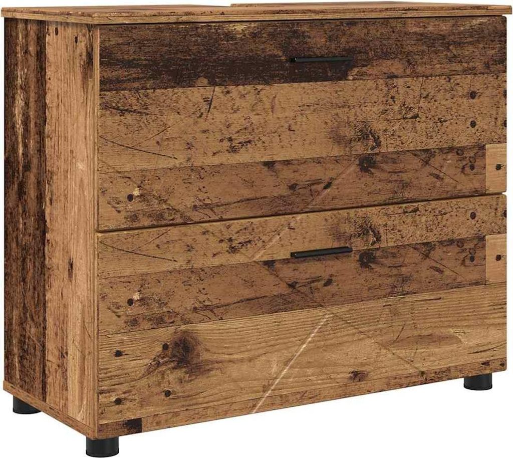 Badezimmerschrank mit Schubladen Altholz 76,5 x 35 x 64 cm