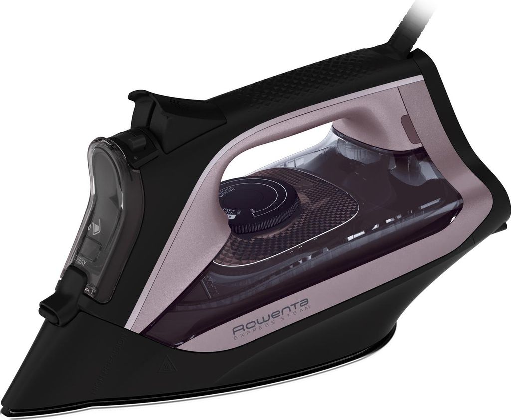 Rowenta DW4345, Dampfbügeleisen, Edelstahl-Bügelsohle, 200 g/min, Schwarz, Rose, 40 g/min, 0,25 l