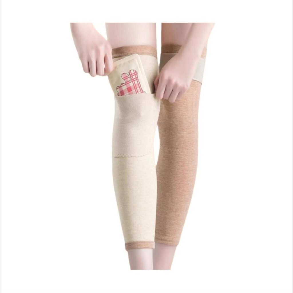 INF Fleece Kniebandage mit Tasche – Abnehmbare Gurte & Wärmepads, 2 Stück XL
