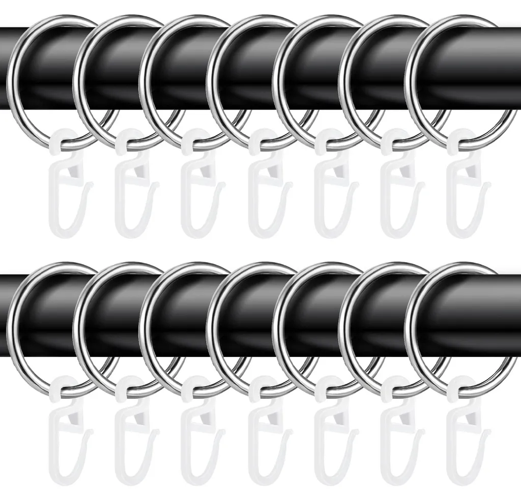 Anneaux pour rideaux de douche et fenêtre en métal 32mm lot complet