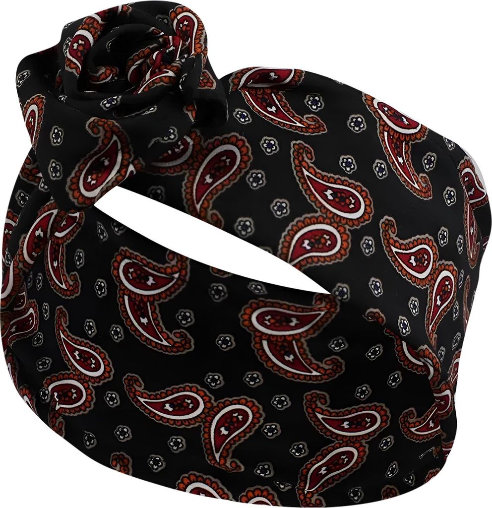 Turban-Haarband aus Baumwolle mit Retro-Paisley in klassischem Schwarz