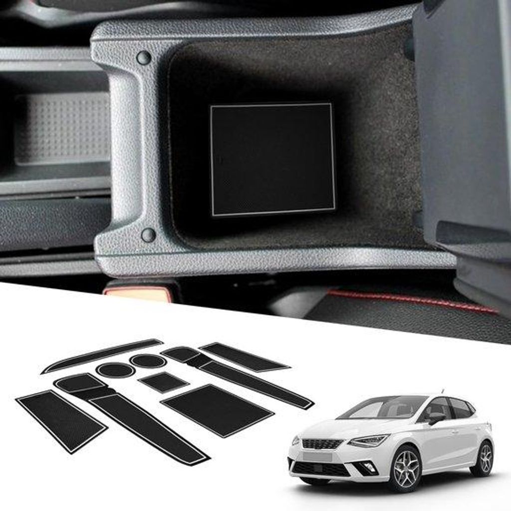 Ibiza Type 6F 2018-2024 Kompatibel mit SEAT Arona SUV 2017-2024 Antislip-Matten für Mittenkonsole, Armlehne, Kofferraummatte, 9 Stück