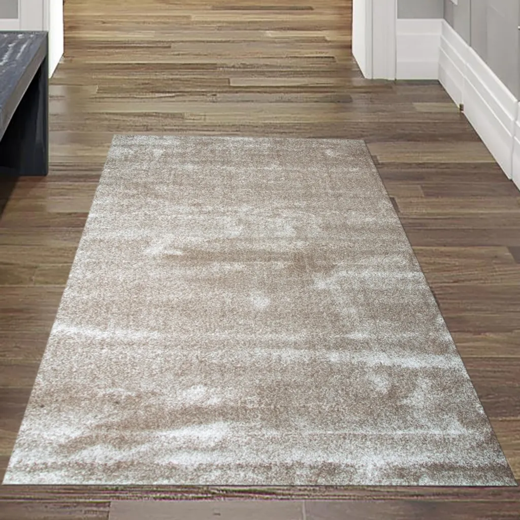Tapis beige moderne 80x150 cm anti-tache pour un salon propre et chic
