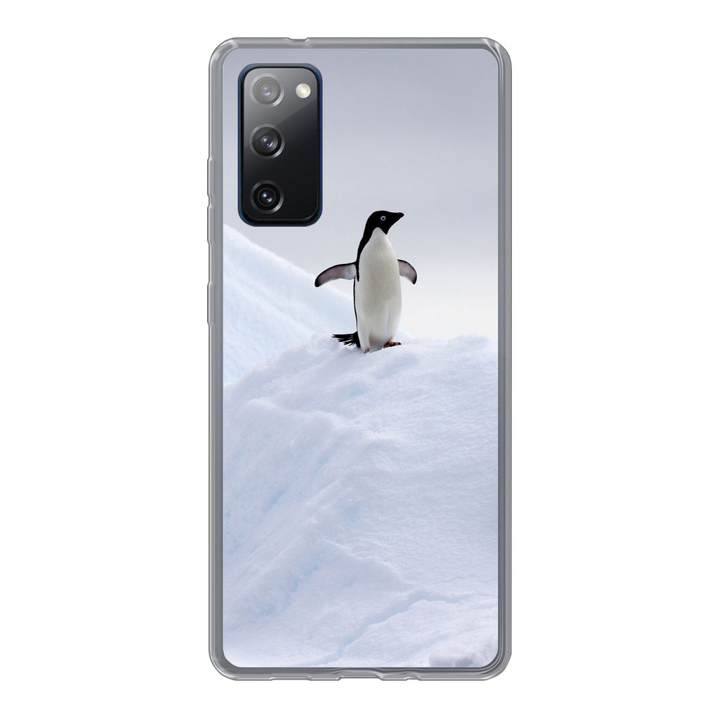 MuchoWow Handyhülle Schutzhülle Hülle für Samsung Galaxy S20 FE Pinguin - Eis - Winter Silikon Softcase Handy Hülle - Abdeckung