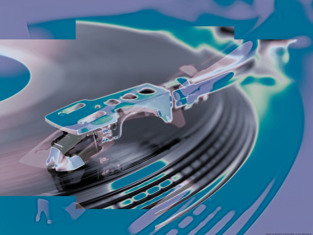 Plattenspieler Kunstdruck Bild - Retro Style Blau Und Grün (60 x 80 cm)