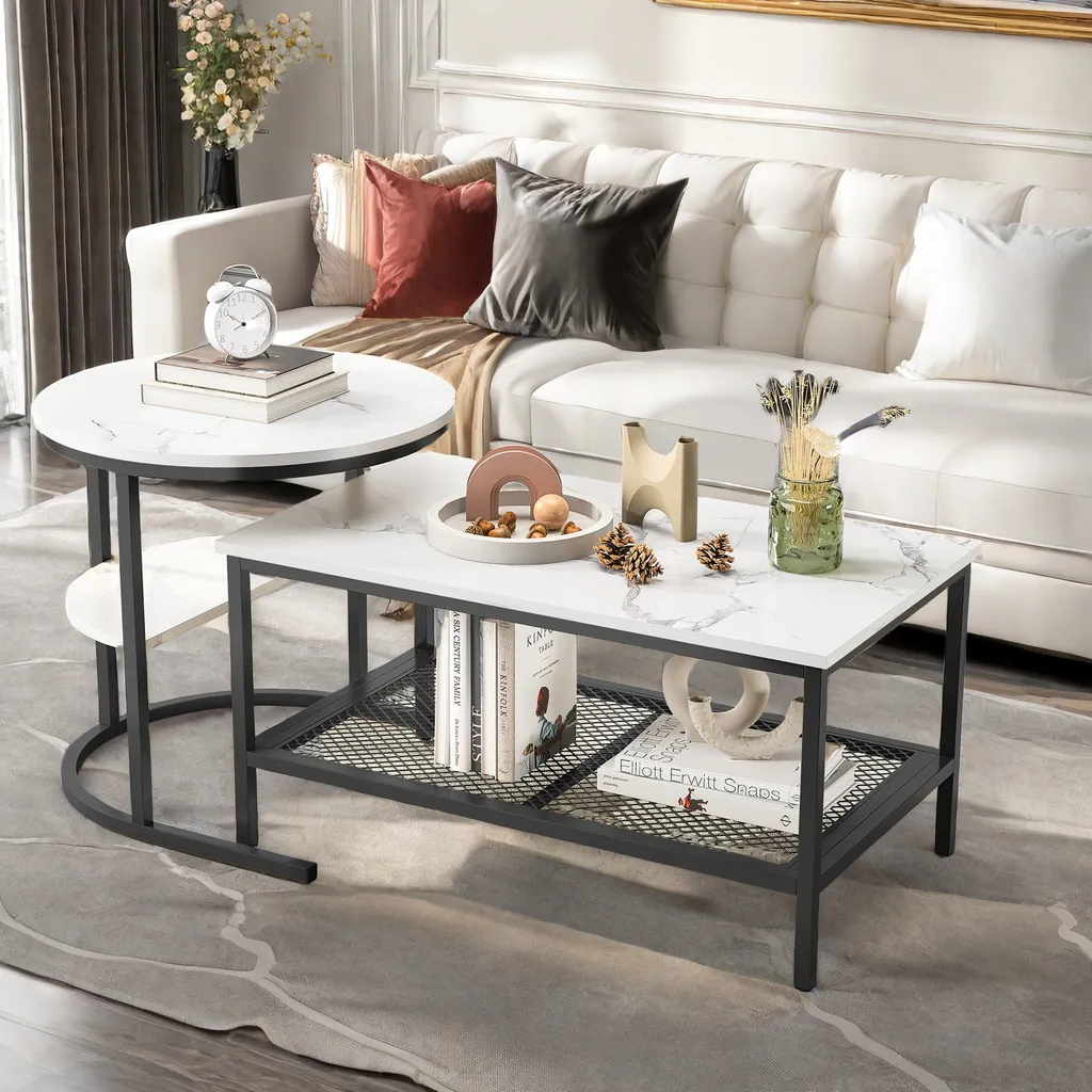 Duo Tavolini ProximaX Industrial Marmo: Stile Urban per il tuo Flat