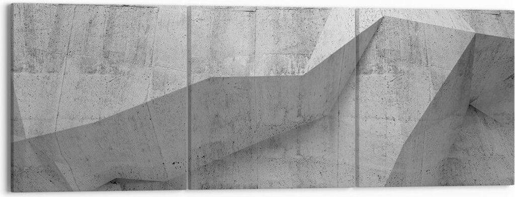 Bild auf Leinwand - Leinwandbild - 3 Teile - Beton Wand Grau - 150x50cm - Wand Bild - Wanddeko - Wandbilder - Leinwanddruck - Bilder - Wanddekorati...