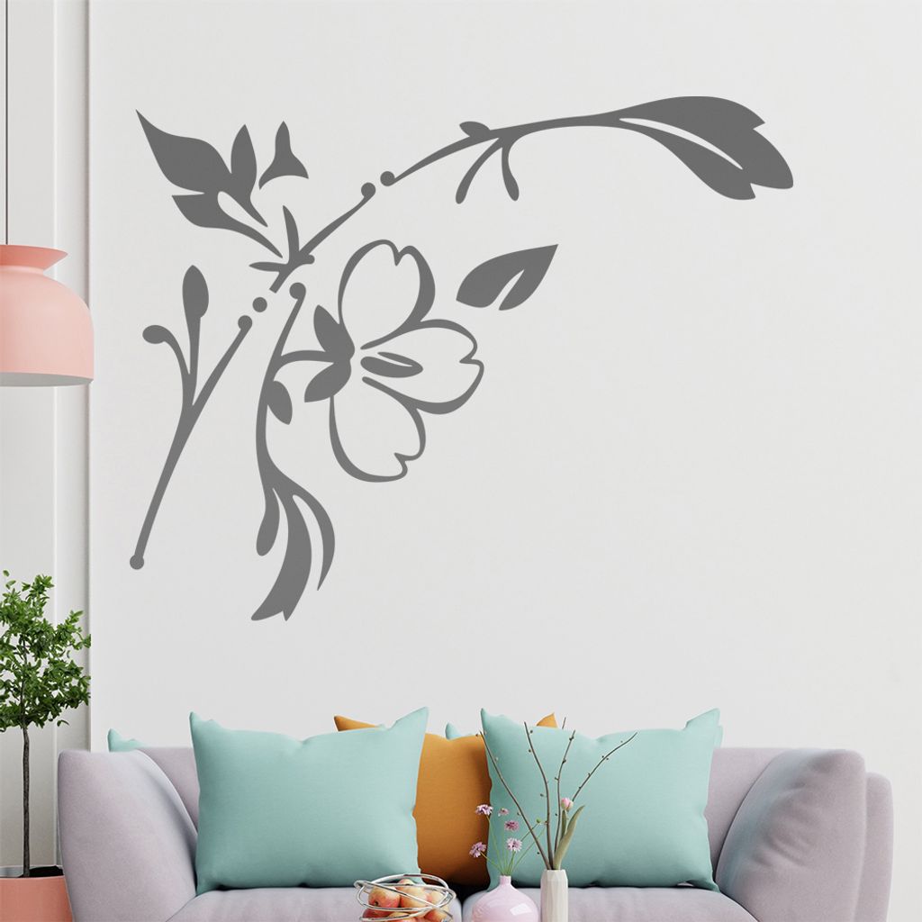 Blume - Ranken Wandtattoo in 6 Größen - Wandaufkleber Wall Sticker - Dekoration, Küche, Wohnzimmer, Schlafzimmer, Badezimmer