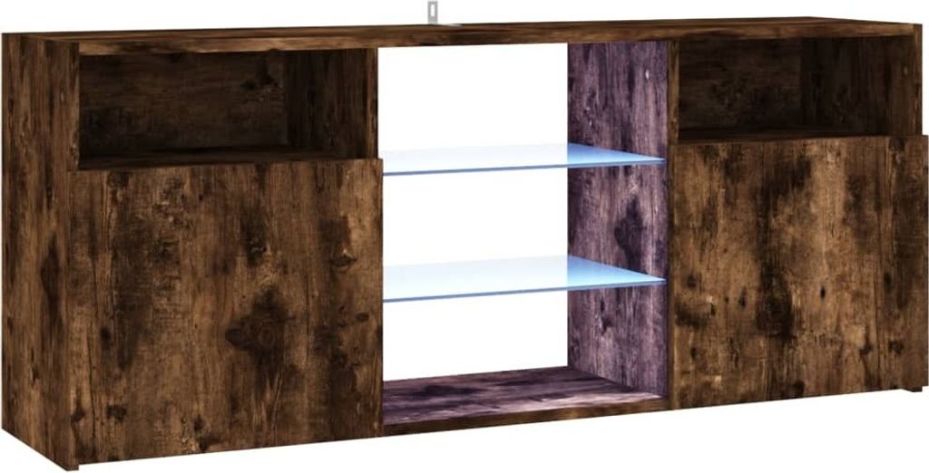 "SALE 2026"TV-Schrank - TV-Regal - Fernsehkommode - mit LED-Leuchten Räuchereiche 120x30x50 cm - TV-Lowboard DE3126675
