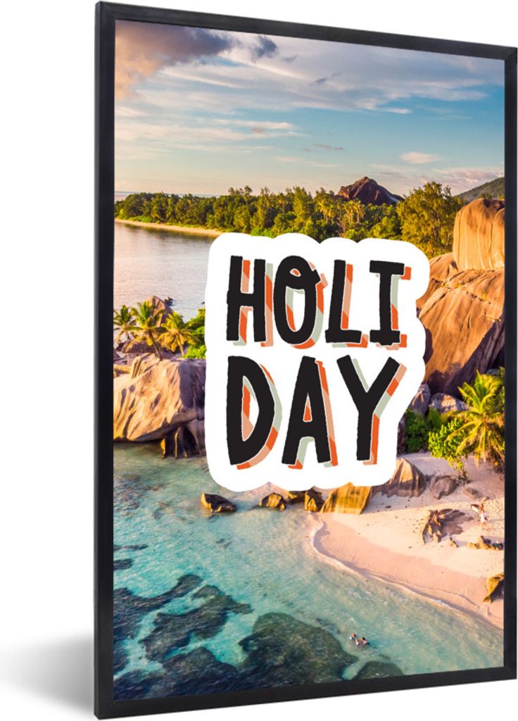 MuchoWow Gerahmtes Poster Sommer - Sprichwörter - Reisen 20x30 cm - Poster mit Schwarzem Bilderrahmen Wandposter Rahmen Foto Bilder - Drucken - ...